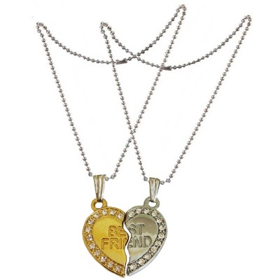 Two Pieces Couple Heart Shape Necklace by Menjewell 